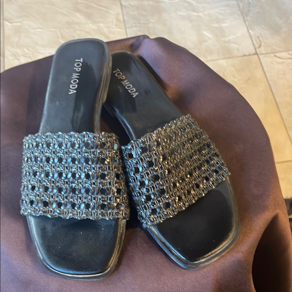 Top Moda Black Women's Slide Sandals